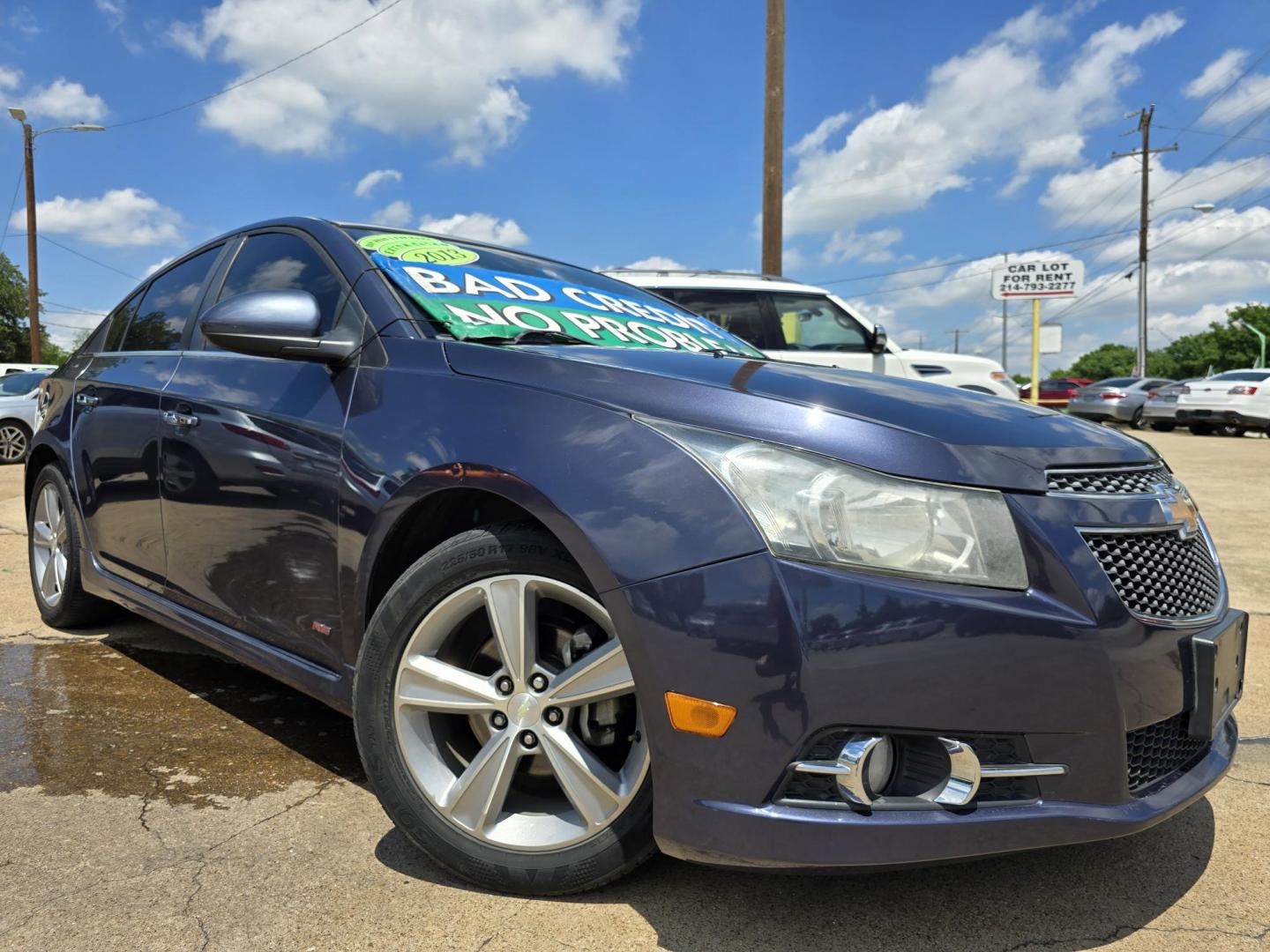 2013 BLUE Chevrolet Cruze 2LT (1G1PE5SB5D7) with an 1.4L L4 DOHC 16V TURBO engine, 6-Speed Automatic transmission, located at 2660 S.Garland Avenue, Garland, TX, 75041, (469) 298-3118, 32.885387, -96.656776 - Photo#0